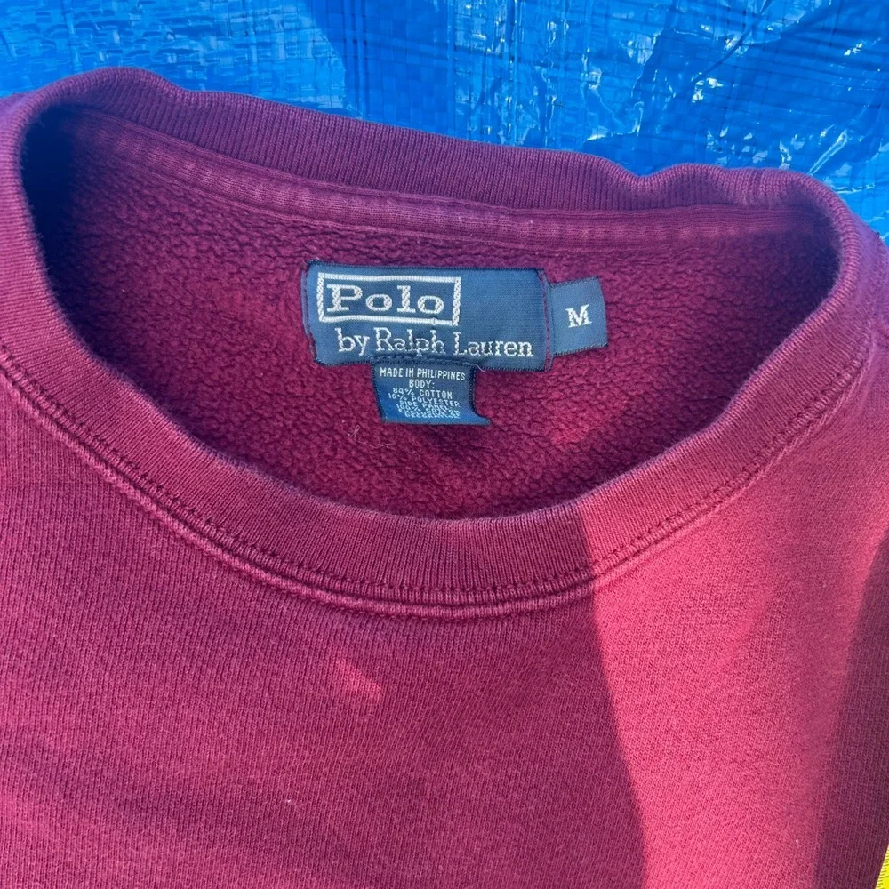Vtg 90s y2k Polo Ralph Lauren Sweatshirt Mens Burgundy Crewneck Embroidered Pony